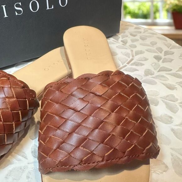 Nisolo Isla Woven Leather Slide Sandal  Brandy  Women Size 6.5  New in Box - Picture 6 of 13